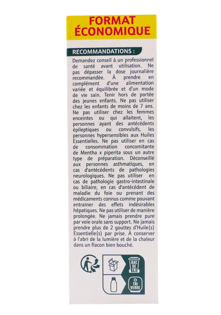 PHYTOSUN ARÔMS HUILE ESSENTIELLE MENTHE POIVREE BIO 30 ML 5 format economique dos