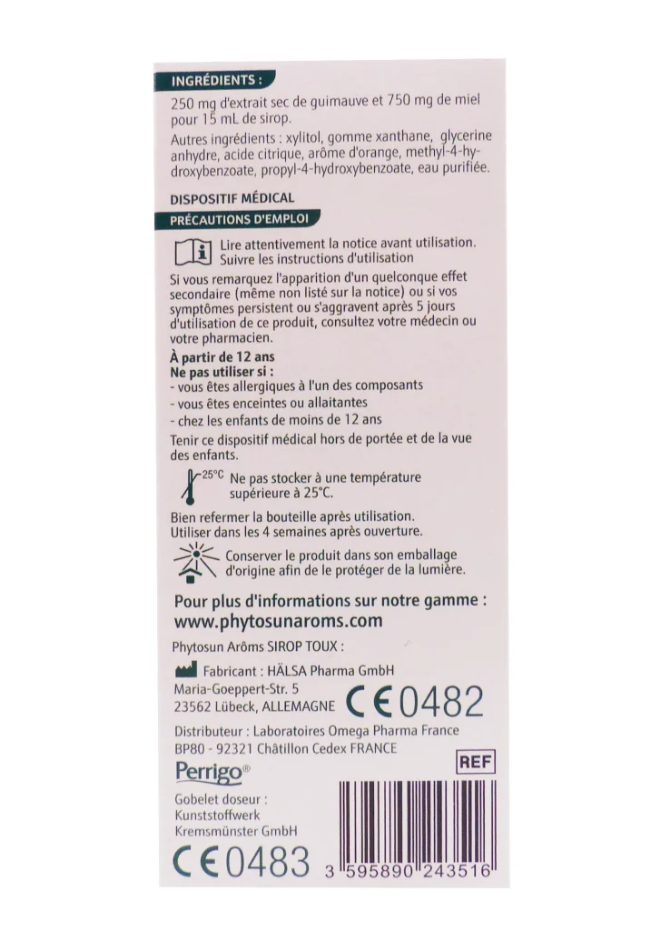 PHYTOSUN ARÔMS SIROP TOUX ADULTE 120ML 3 gimauve dos