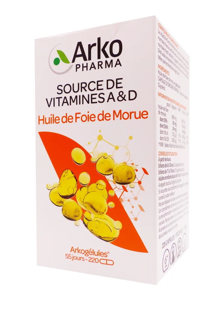 ARKOGELULES HUILE DE FOIE DE MORUE 220 CAPSULES ARKOPHARMA 2 huile de foie de morue 220 gelules