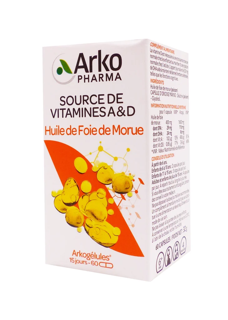 ARKOGELULES HUILE DE FOIE DE MORUE 60 CAPSULES 2 huile de foie de morue 60 gelules
