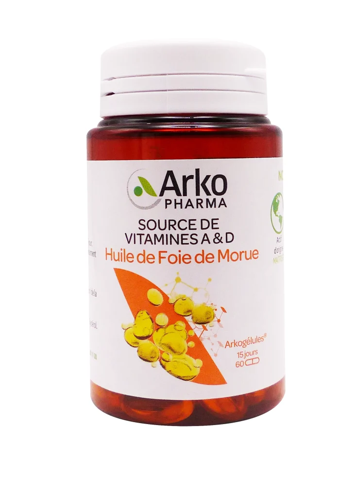 ARKOGELULES HUILE DE FOIE DE MORUE 60 CAPSULES 4 huile de foie de morue 60 gelules pot