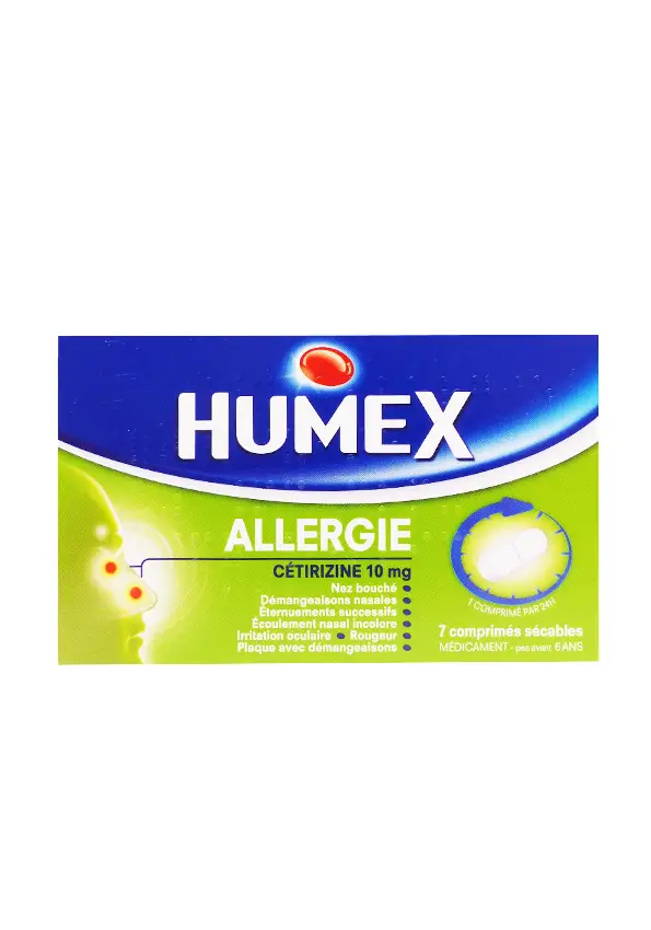 Humex allergie cétirizine 10 mg 7 comprimés sécables