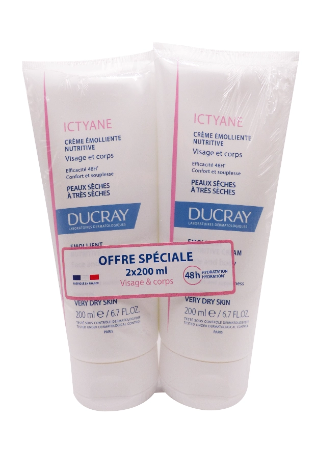 ictyane lot 2 cremes emolientes 200 ml