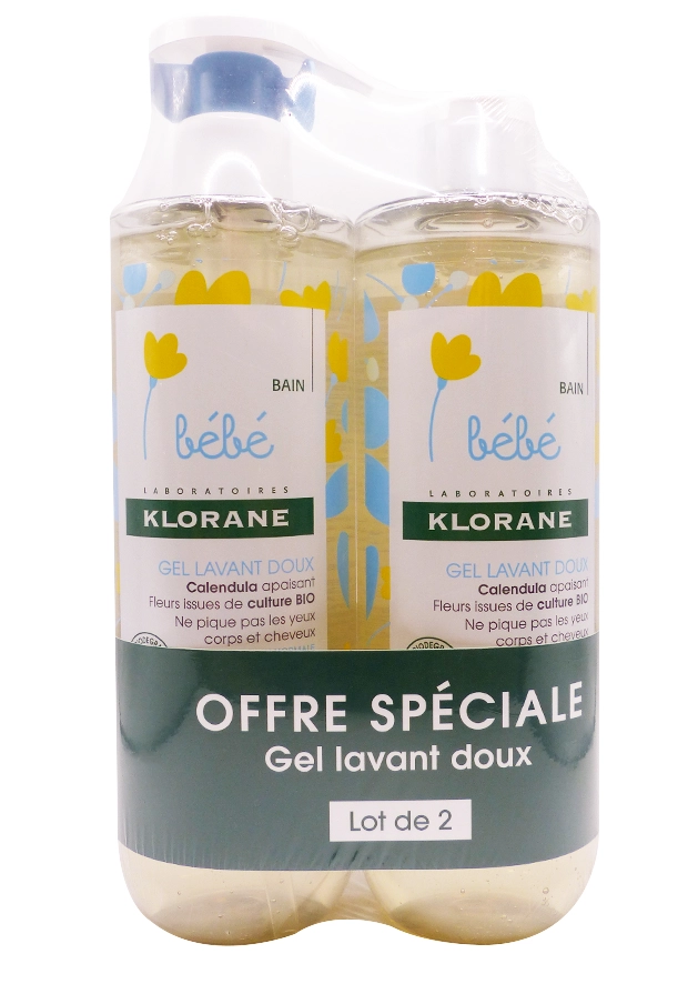 KLORANE BEBE GEL LAVANT DOUX CORPS ET CHEVEUX 2X500 ML 12 klorane gel lavant duo