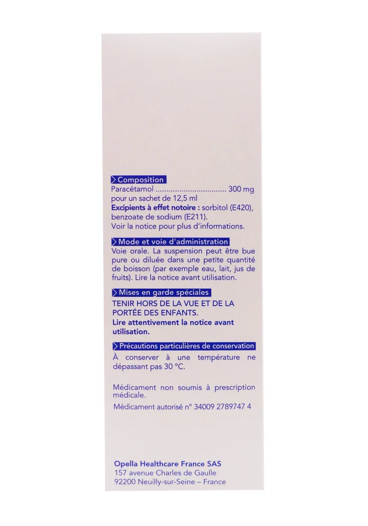 DOLIPRANE LIQUIZ 300 MG 12 SACHETS SOLUTION BUVABLE 4 liquizz cote