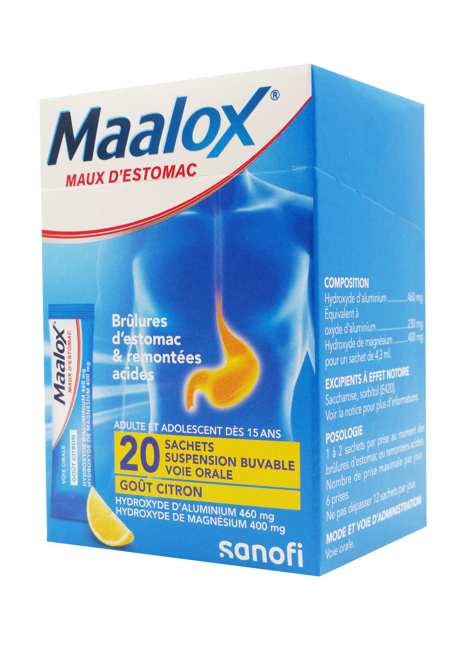 MAALOX MAUX D'ESTOMAC 20 STICKS CITRON 1 maalox 20 sachets