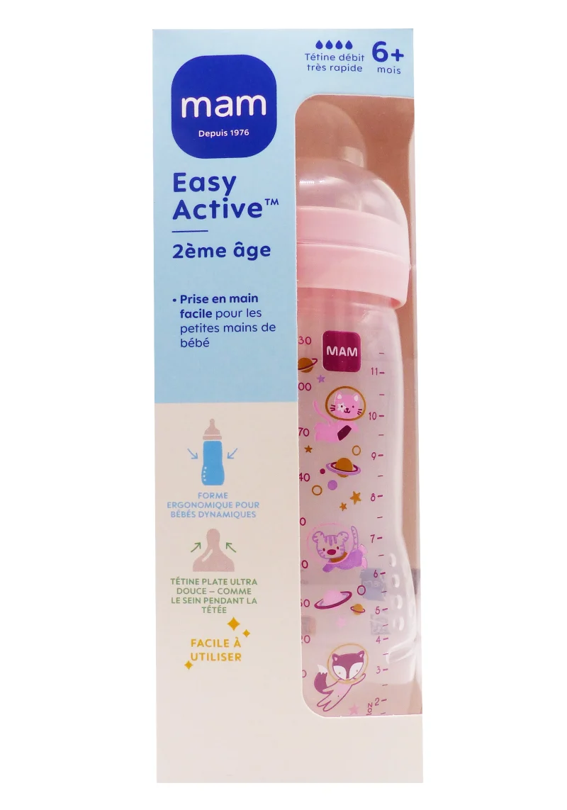 mam easy active 2eme age tétine débit tres rapide motif espace rose