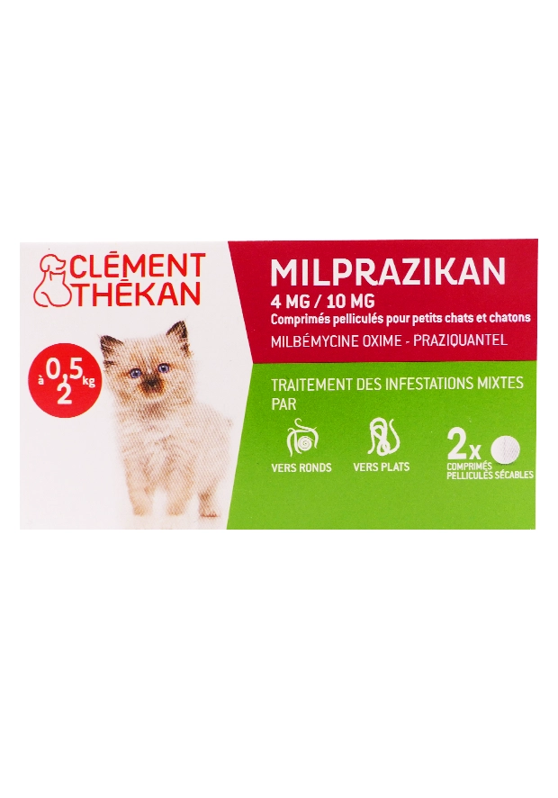 CLEMENT THEKAN MILPRAZIKAN CHATONS COMPRIMES 2 UNITES 1 milprazikan chat 2 kg