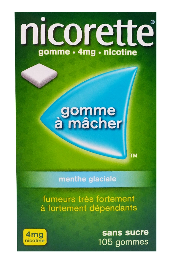 NICORETTE MENTHE GLACIALE 4MG 105 GOMMES 9 nicorette 105 gommes 4mg menthe glaciale sans sucre