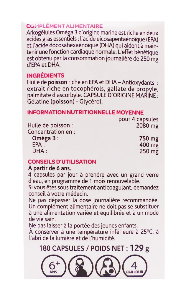 ARKOGELULES OMEGA 3, 180 CAPSULES ARKOPHARMA 4 omega 3 dos