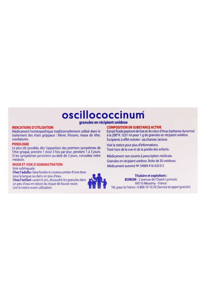 Boiron Oscillococcinum (Boîte de 30 doses) : Prévention et Traitement de l'État Grippal 3 oscillococcinum dos 30 unidoses
