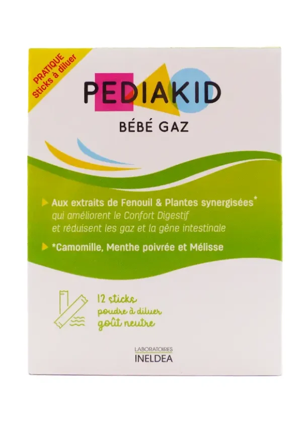 pediakid bébé gaz 12 sticks gout neutre