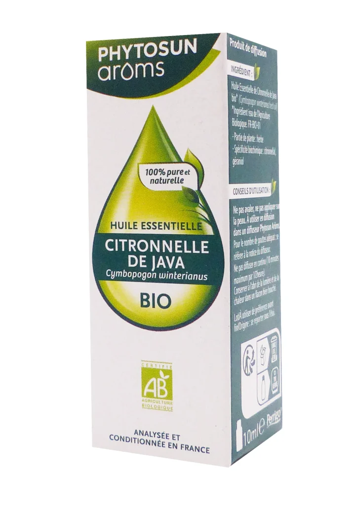 PHYTOSUN ARÔMS HUILE ESSENTIELLE CITON DE JAVA BIO 10ML 2 phytosun aroms citronelle de java bio