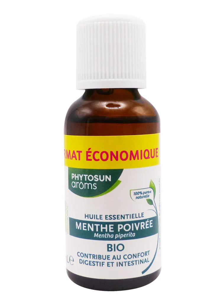 PHYTOSUN ARÔMS HUILE ESSENTIELLE MENTHE POIVREE BIO 30 ML 3 phytosun aroms format economique bio menthe poivree