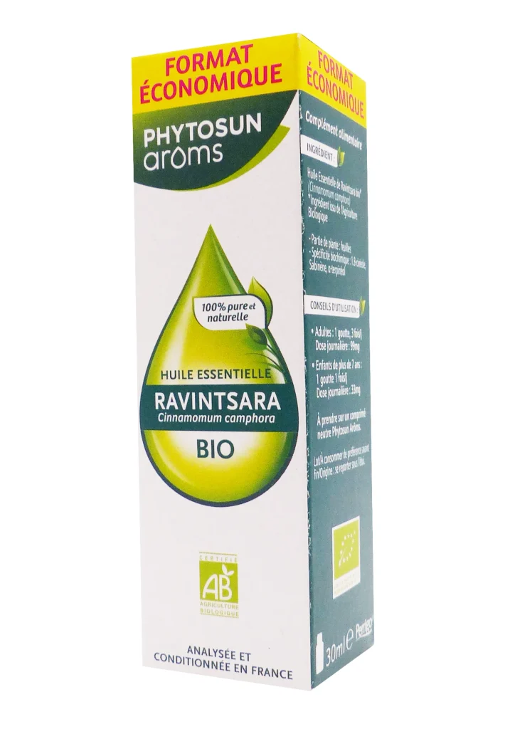 PHYTOSUN ARÔMS HUILE ESSENTIELLE RAVINTSARA BIO FORMAT ECONOMIQUE 30ML 2 phytosun aroms huile essentielle ravintsara bio 30 ml