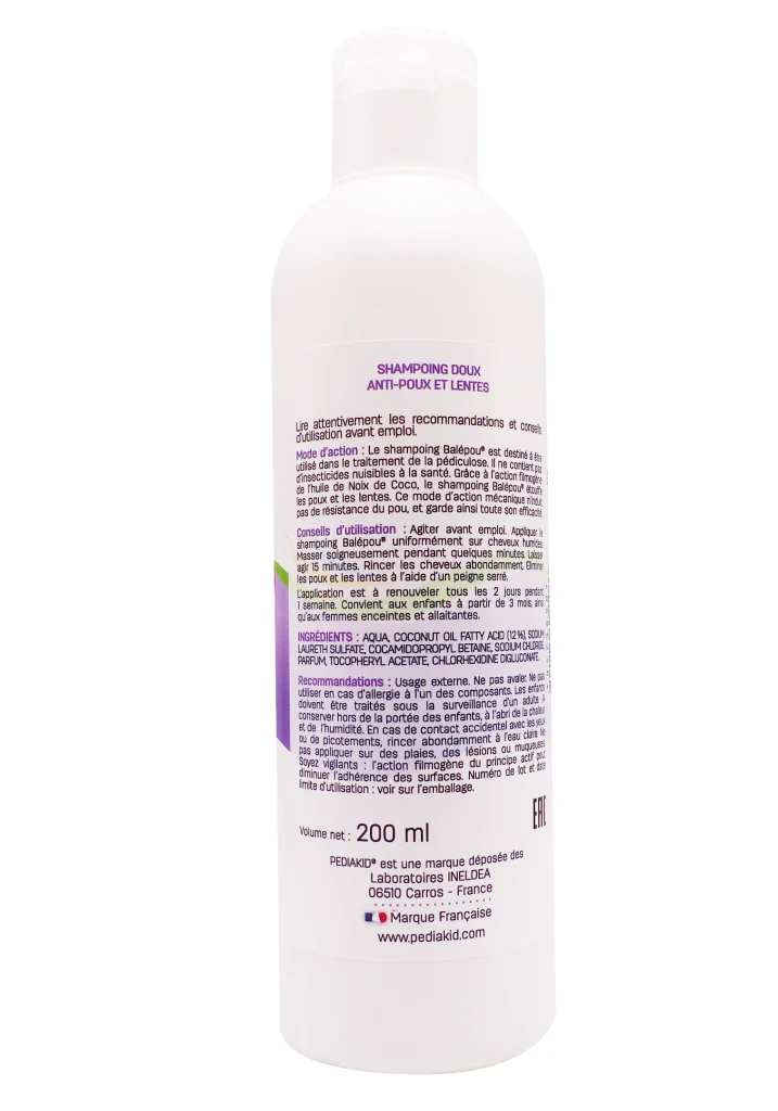 PEDIAKID BALEPOU SHAMPOOING 200ML 3 shampoing poux et lentes 200 ml pediakid