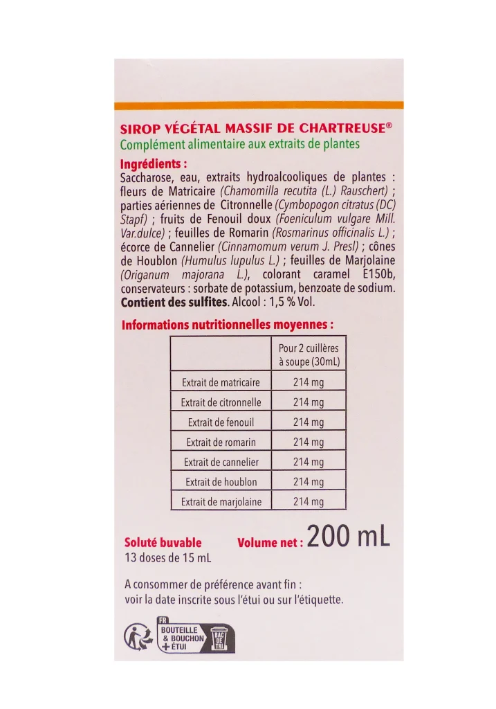 sirop chartreuse 200 ml dos