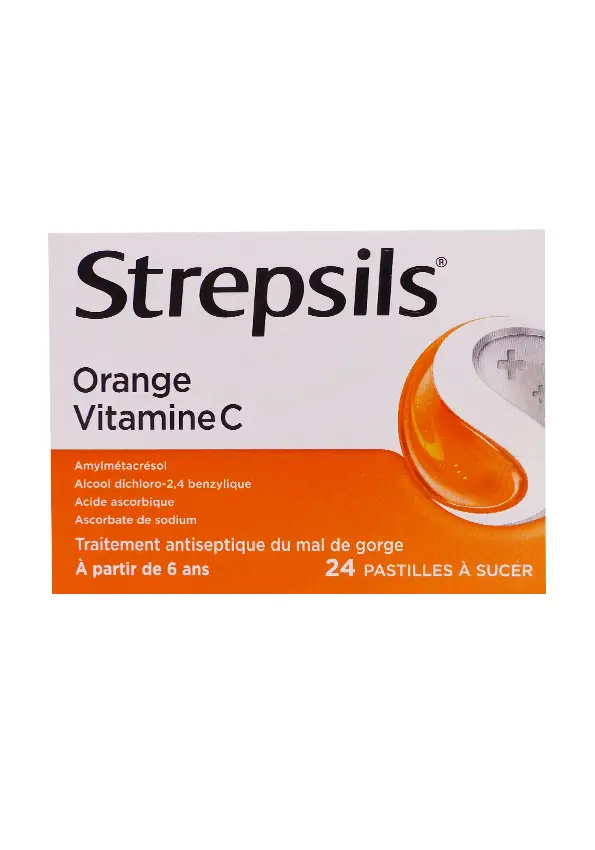 Strepsils orange vitamine c 24 pastilles à sucer