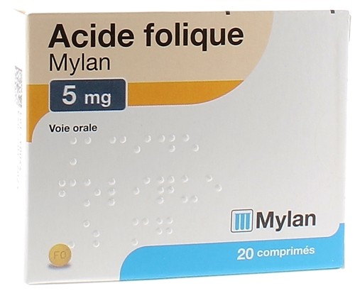 ACIDE FOLIQUE 5MG MYLAN 20 COMPRIMES