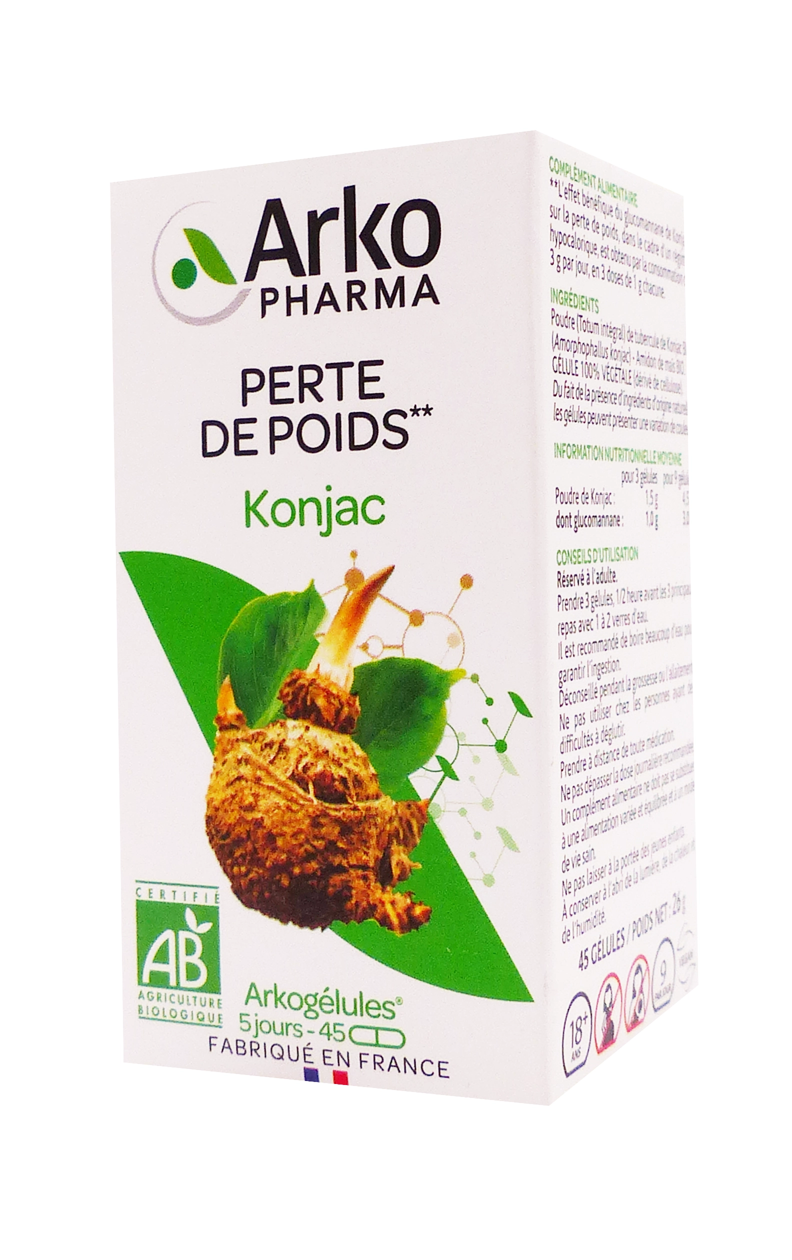 ARKOGELULES KONJAC BIO 45 GELULES ARKOPHARMA 1 arko konjac 45 gélules