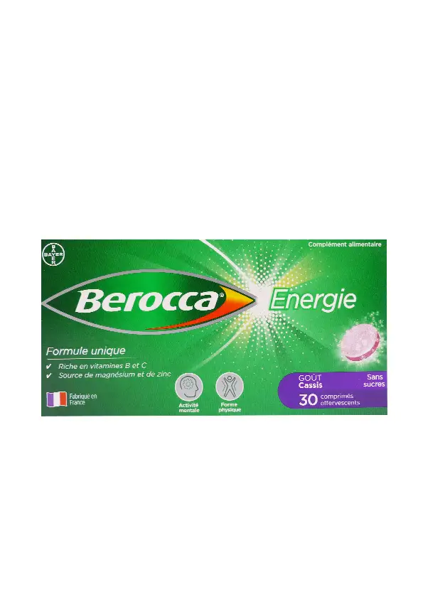 berocca energie 30 comprimés effervescents cassis