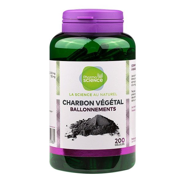 PHARMASCIENCE CHARBON VEGETAL GELULES 200