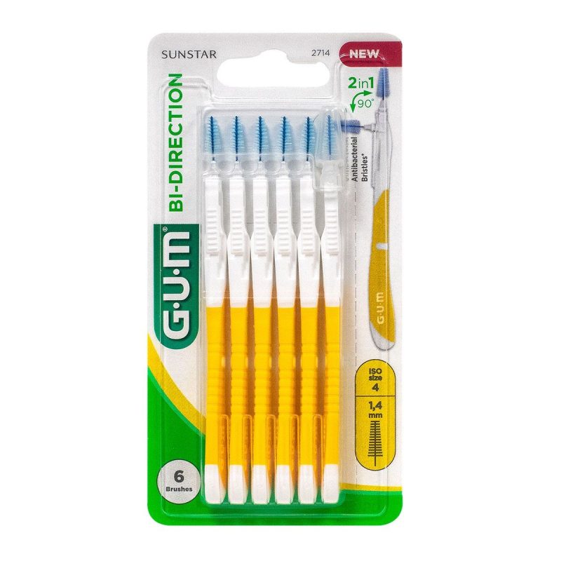 Gum Bi-Direction brossette interdentaire jaune 2714 bt 6