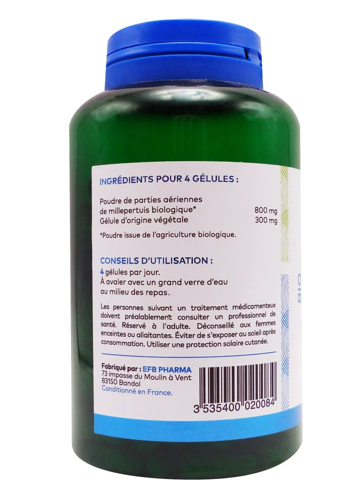 PHARMASCIENCE MILLEPERTUIS BIO GELULES 200 3 dos gelules milpertuis pharmascience