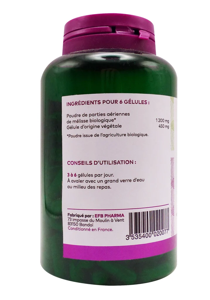 PHARMASCIENCE MELISSE BIO 200 GELULES 3 dos melisse pharmascience 200 gelules