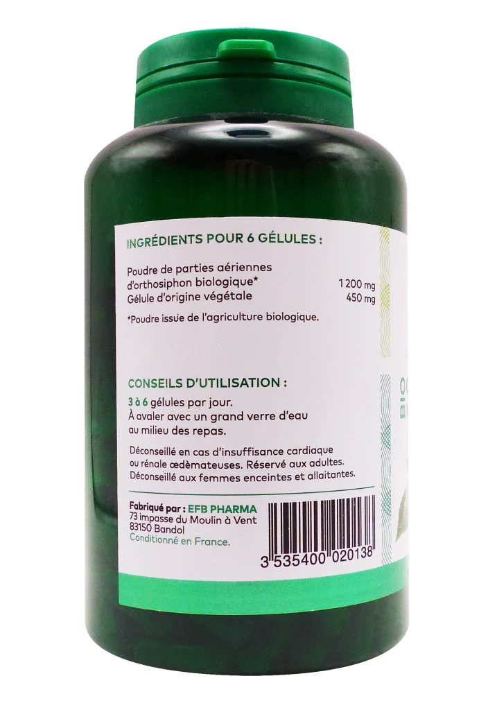 PHARMASCIENCE ORTHOSIPHON MINCEUR-DRAINAGE BIO 200 GELULES 3 dos orthosiphon bio pharmascience