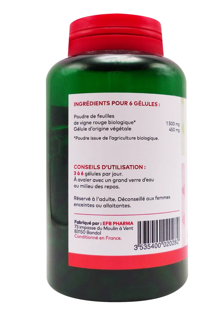 PHARMASCIENCE VIGNE ROUGE VIT C 200 GELULES 3 dos vigne rouge 1 1
