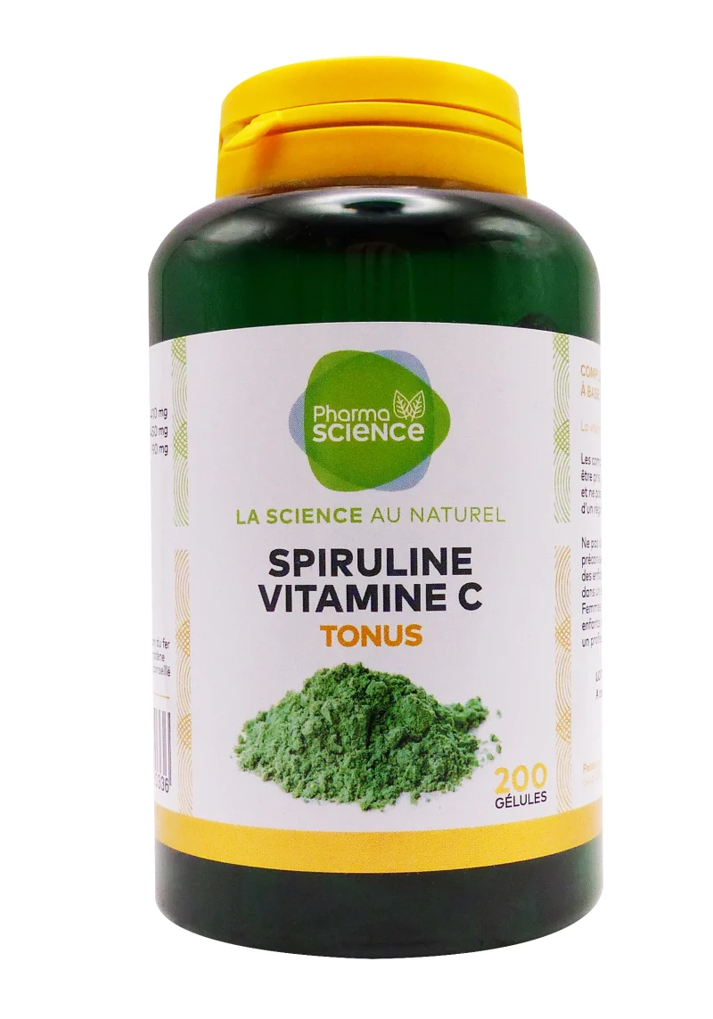 pharmascience spiruline vitamine c tonus 200 gélules