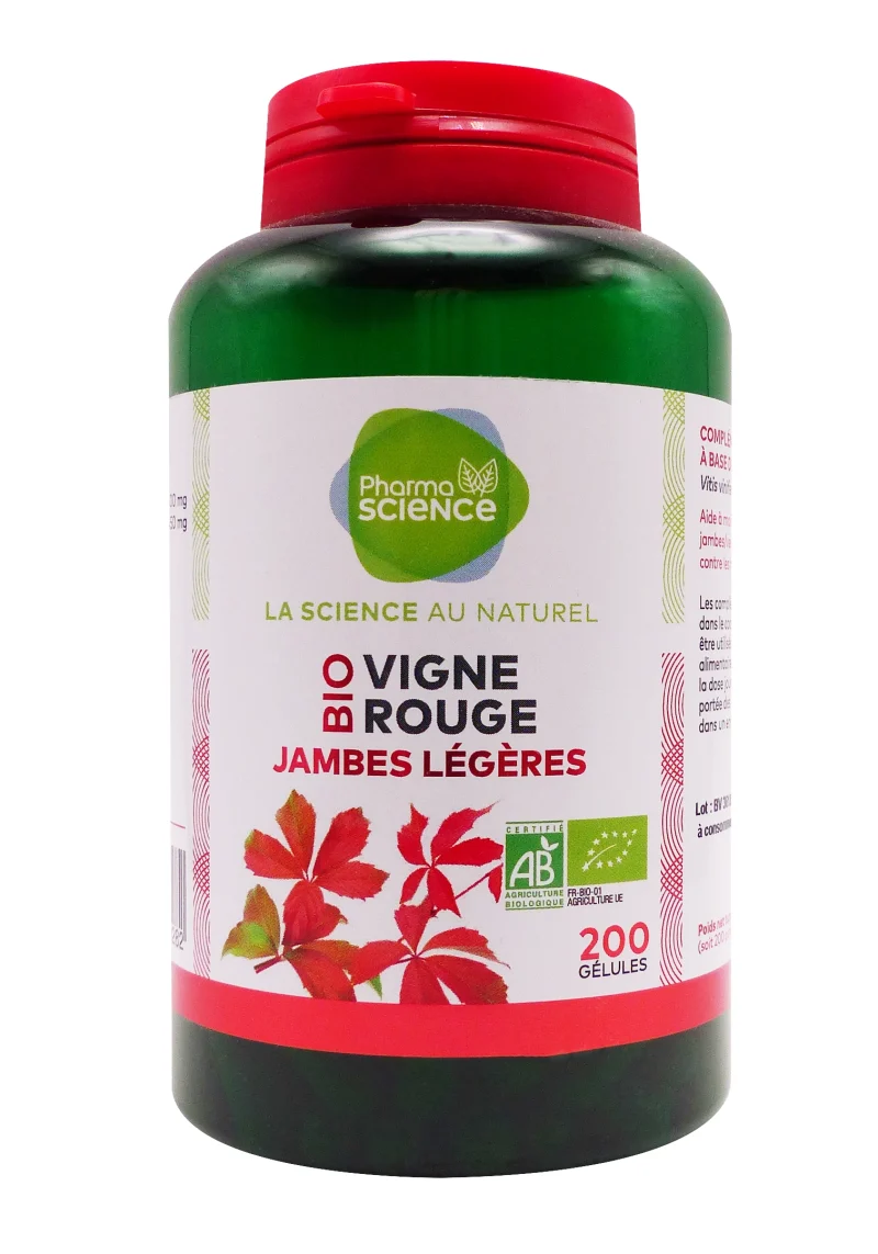 pharmascience vigne rouge bio jambes légères 200 gélules