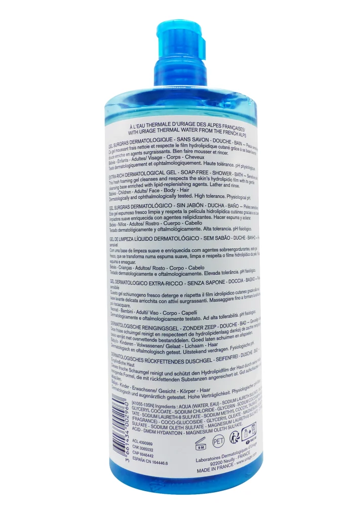 URIAGE GEL SURGRAS DERMATOLOGIQUE 1L 3 dos gel uriage 1L