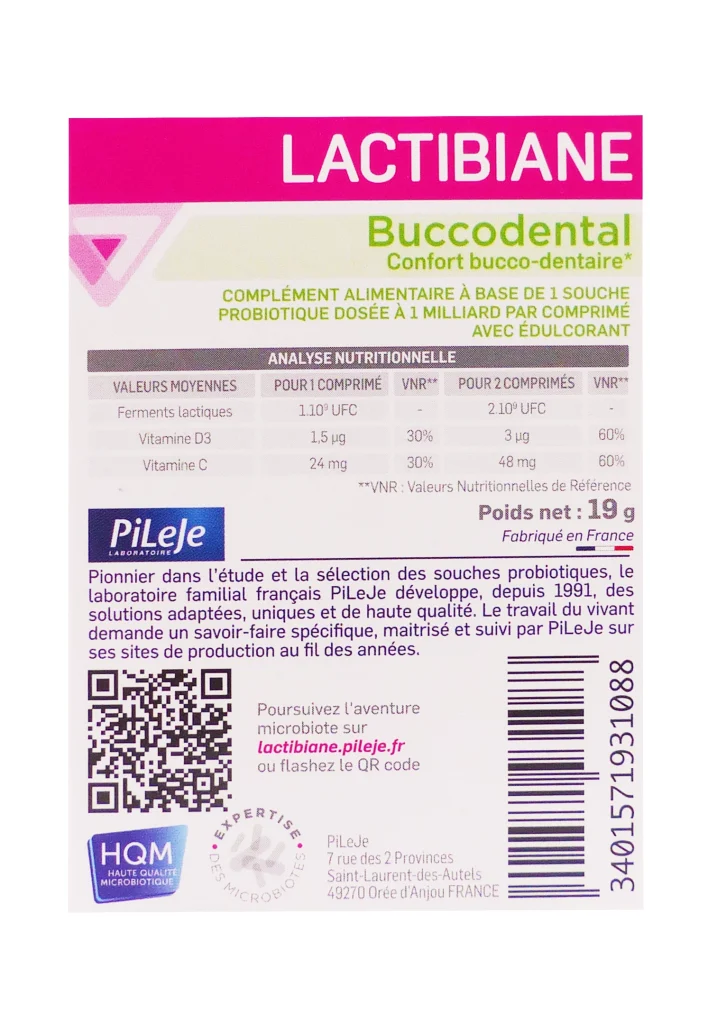 LACTIBIANE BUCCODENTAL 30 COMPRIMES 3 lactibiane buccodental dos