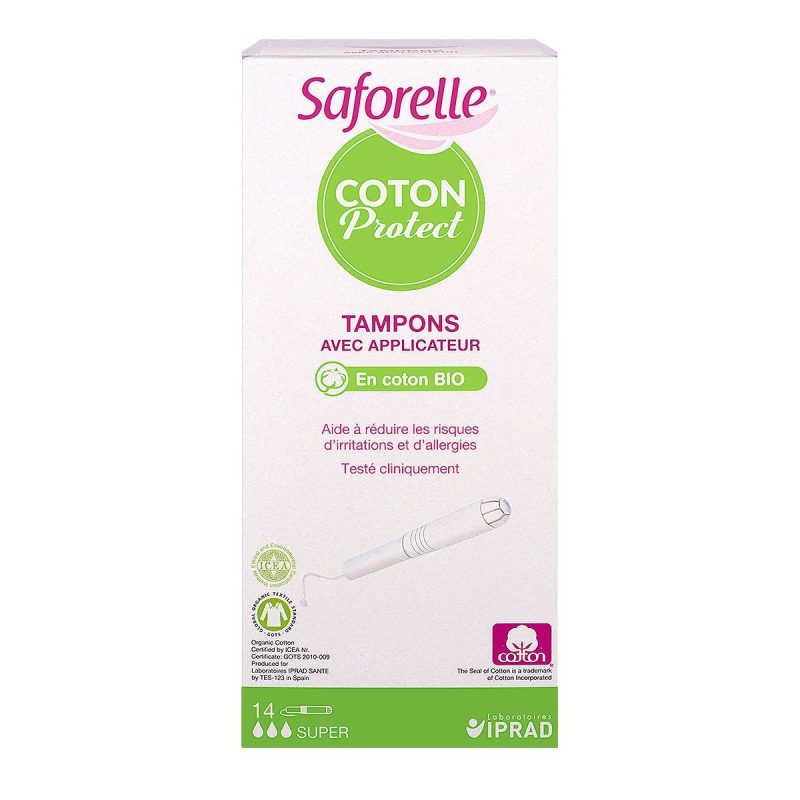 SAFORELLE TAMPONS AVEC APPLICATEUR SUPER COTON BIO 14 UNITES