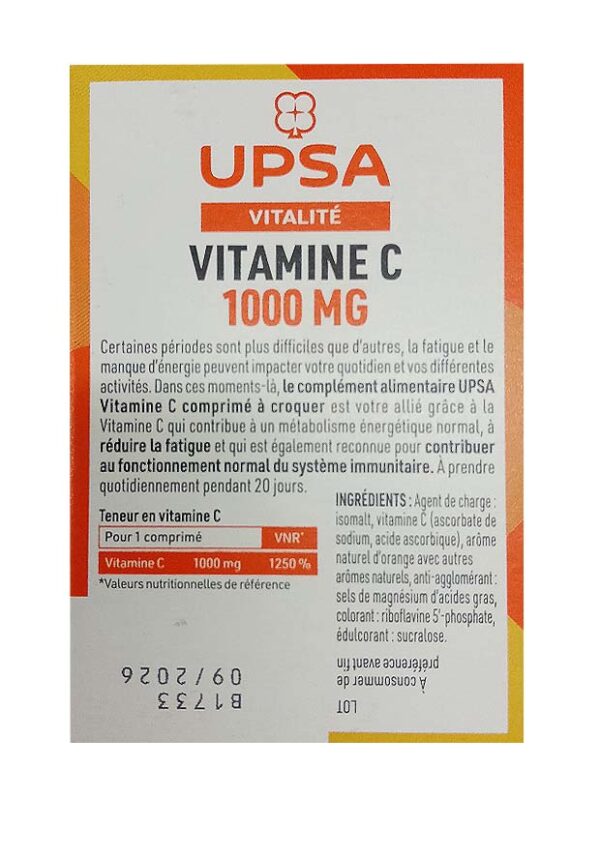 Upsa vitamine C 1000mg à croquer verso