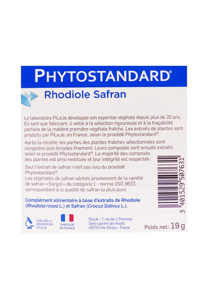 phytostandard rhodiole safran dos pileje