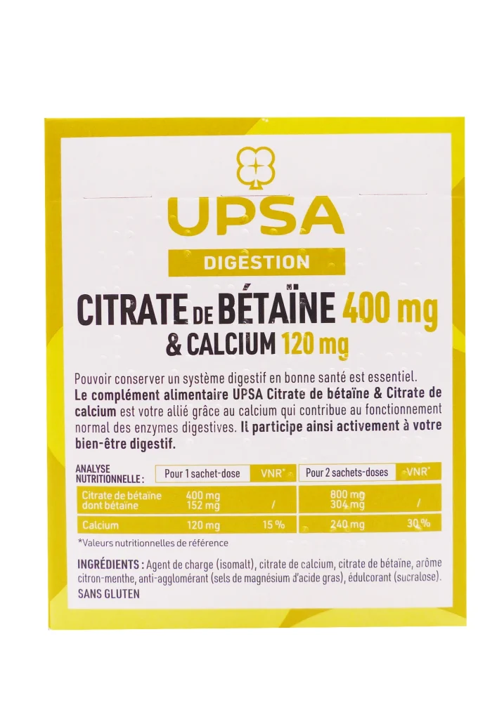 CITRATE DE BETAINE & CITRATE CALCIUM 10 SACHETS 3 citrat dos