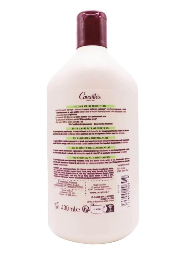 ROGE CAVAILLES GEL BAIN DOUCHE AMANDE VERTE 400ML 3 cavailles dos