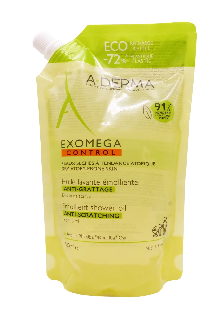 A-DERMA EXOMEGA CONTROL HUILE LAVANTE EMOLLIENTE ECO-RECHARGE 500ML 2 exomega control recharge 500ml