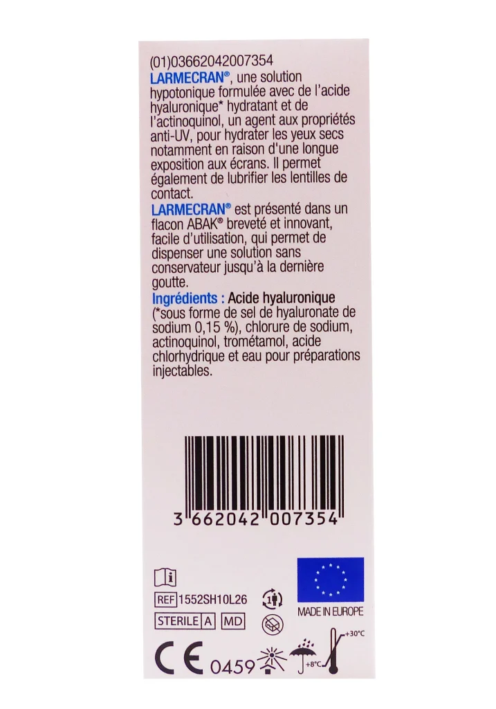 LARMECRAN SOLUTION OPHTALMIQUE 10 ML 3 dos larmecran