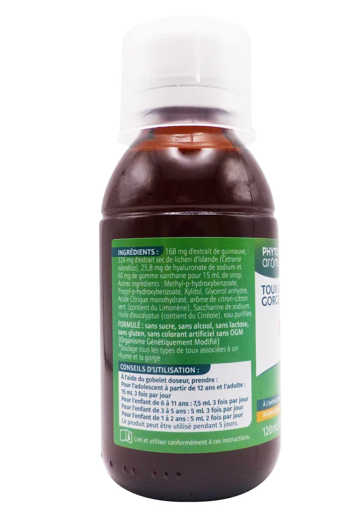 PHYTOSUN ARÔMS SIROP TOUX ET GORGE MAX 120 ML 4 dos sirop