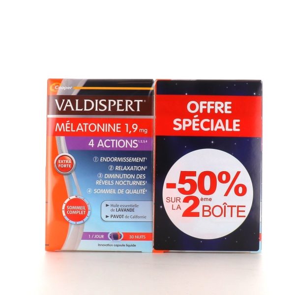 VALDISPERT 4 ACTIONS MELATONINE 1,9MG LOT DE 2