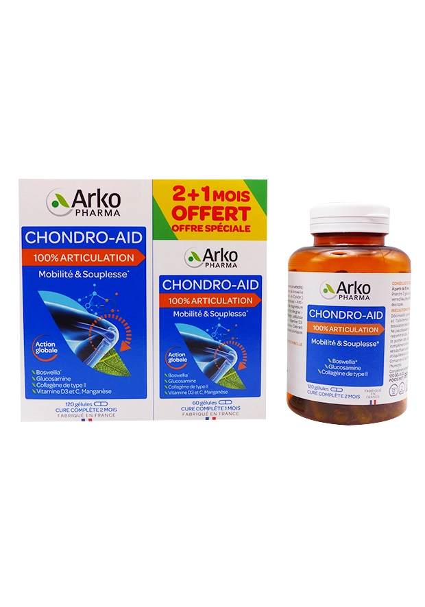 CHONDRO AID 100 % ARTICULATION 180 GELULES 8 arko chondrostéo aid lot