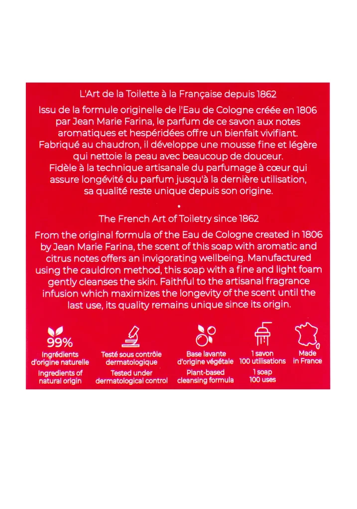 Roger & Gallet savon parfumé Jean Marie Farina 100g 3 savon jean marie farina roger et gallet