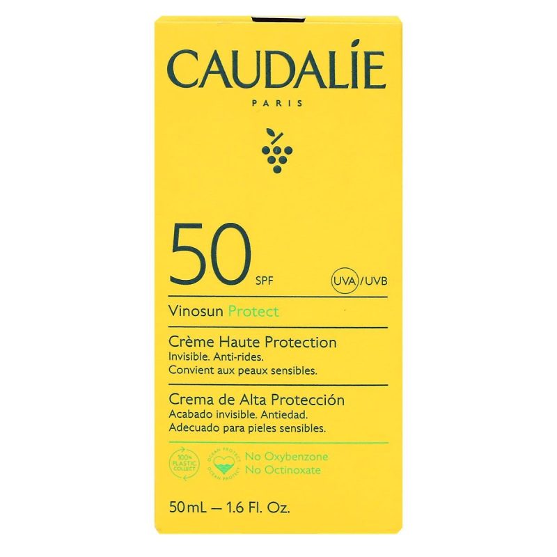 Caudalie Vinosun Protect Crème Solaire Visage Haute Protection spf 50