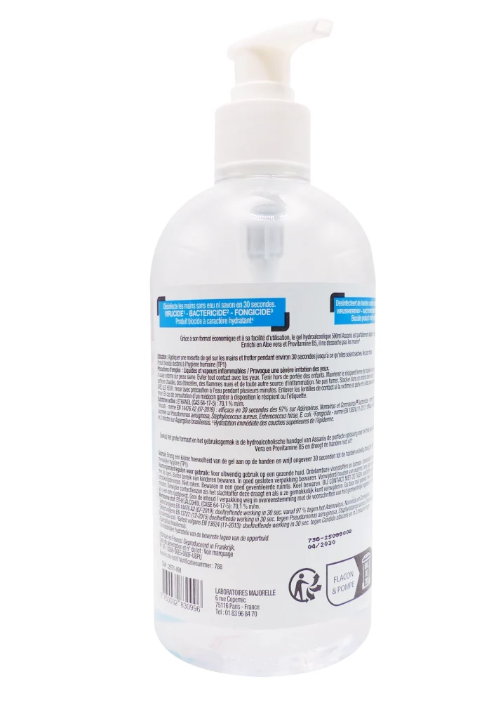 ASSANIS GEL HYDROALCOOLIQUE MAINS 500 ML 3 dos assainis