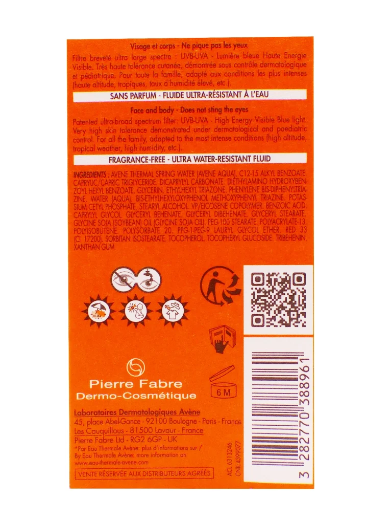 AS REFLEXE SOLAIRE FAMILLE 50, 30ML 3 dos avene