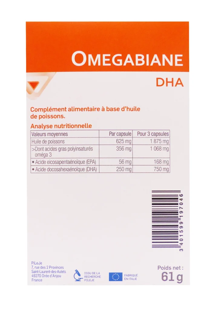 PILEJE OMEGABIANE DHA 80 CAPSULES 3 omegabiane dha dos